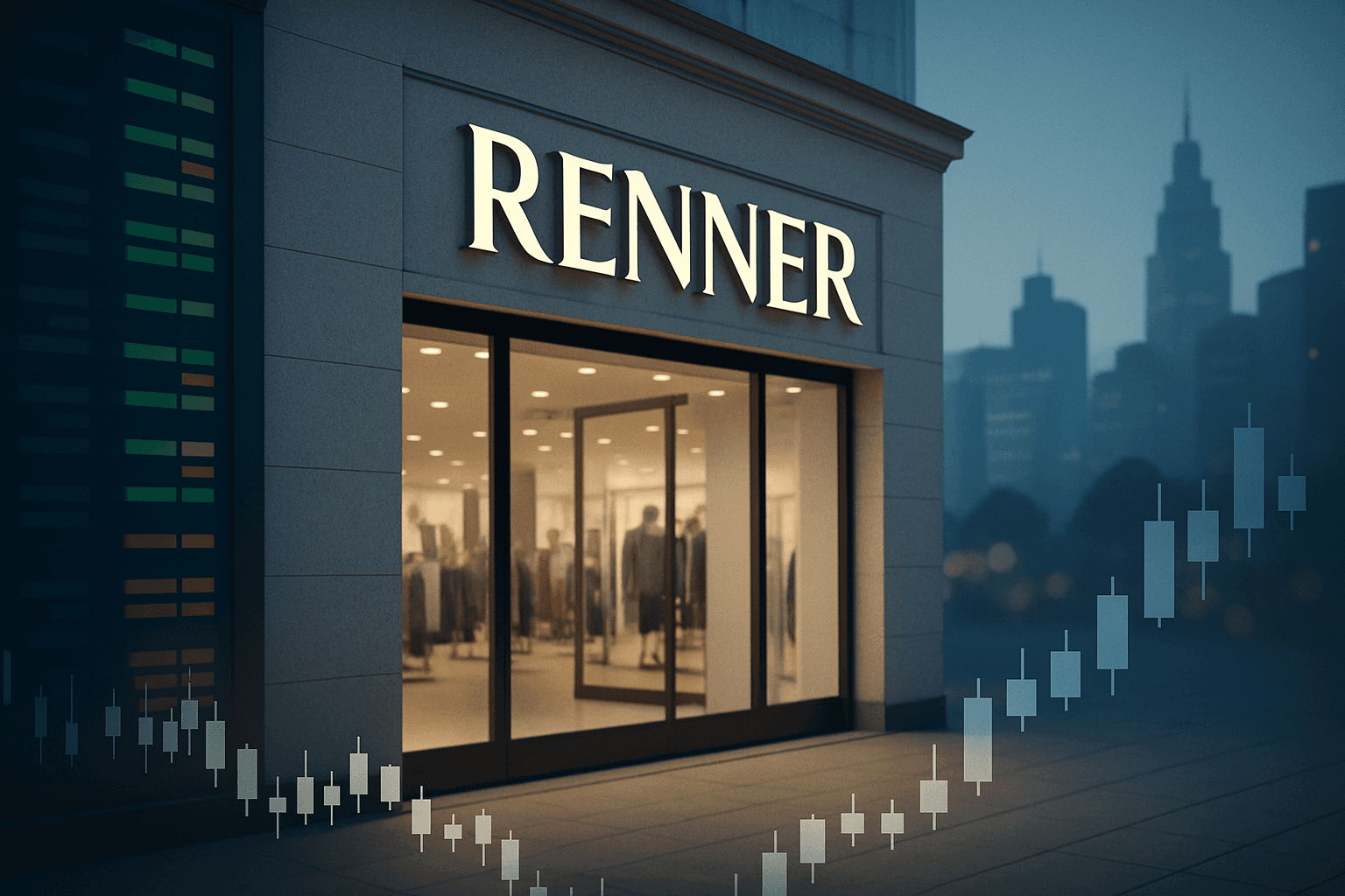 Exterior view of a Lojas Renner store in Brazil on a busy shopping street