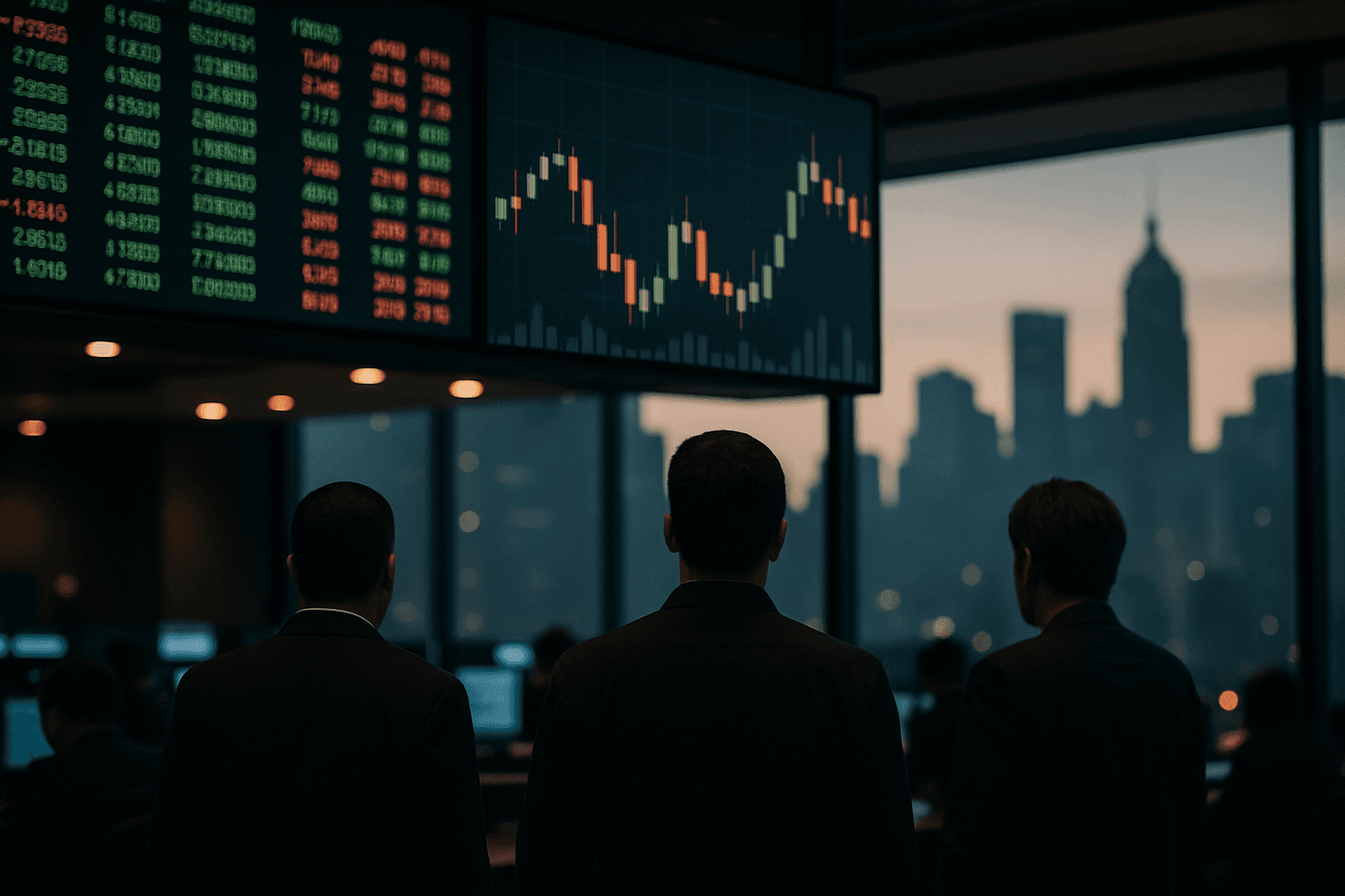 Traders on the B3 trading floor in São Paulo with digital stock tickers in the background