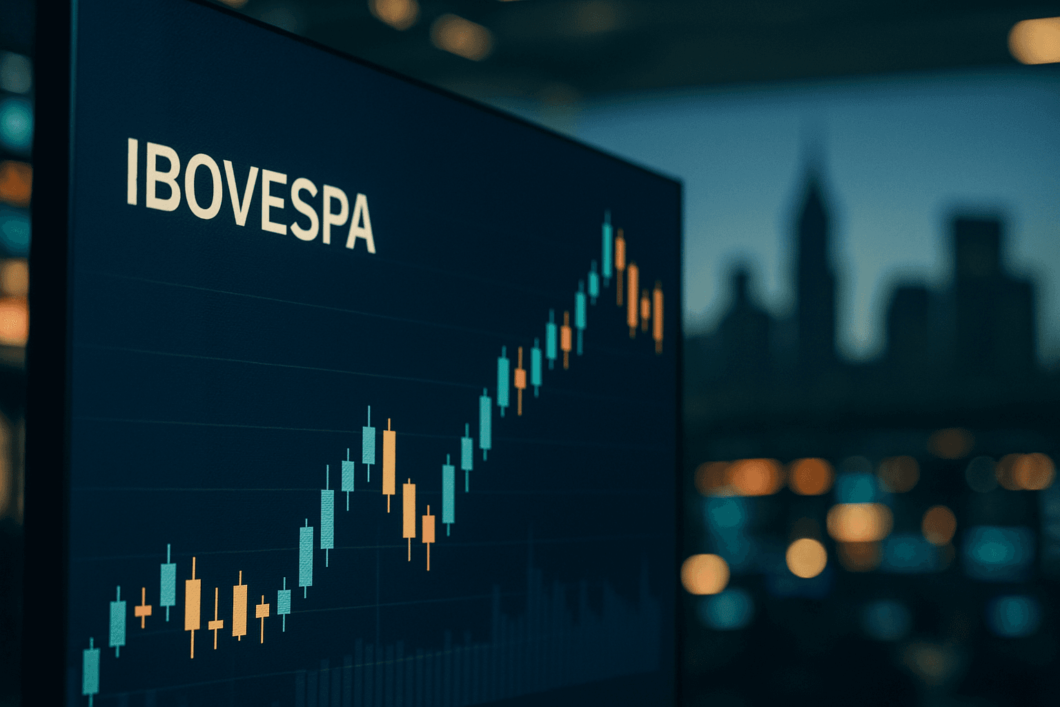 Brazilian stock exchange trading screen showing Ibovespa movement and market volatility