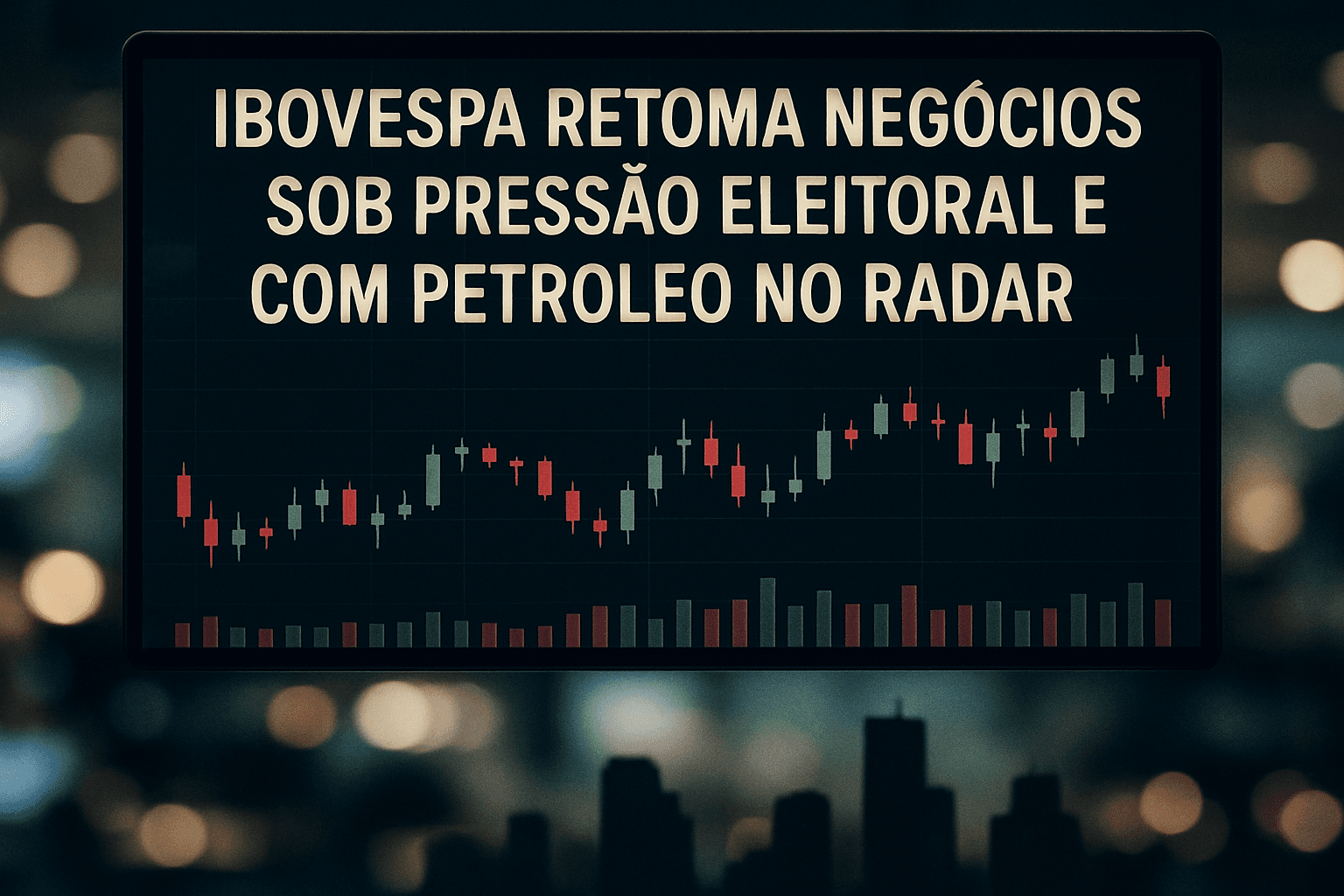 Brazilian stock market trading screen showing Ibovespa futures under pressure amid election and oil-market headlines