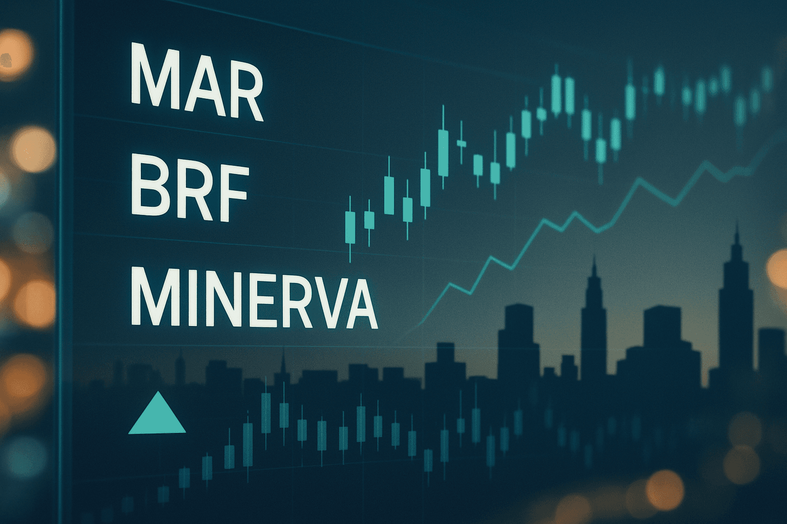 Brazilian stock market screen showing Marfrig, BRF and Minerva shares moving higher amid commodities volatility