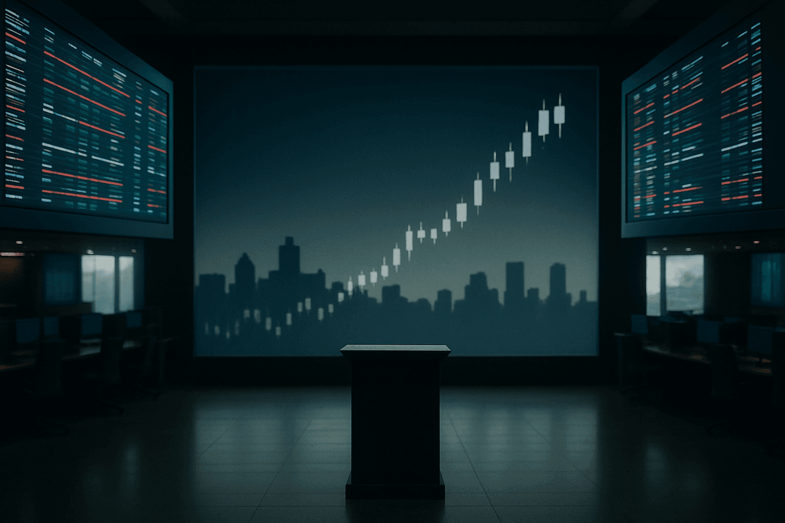 Empty trading floor of a stock exchange symbolizing lack of real-time data