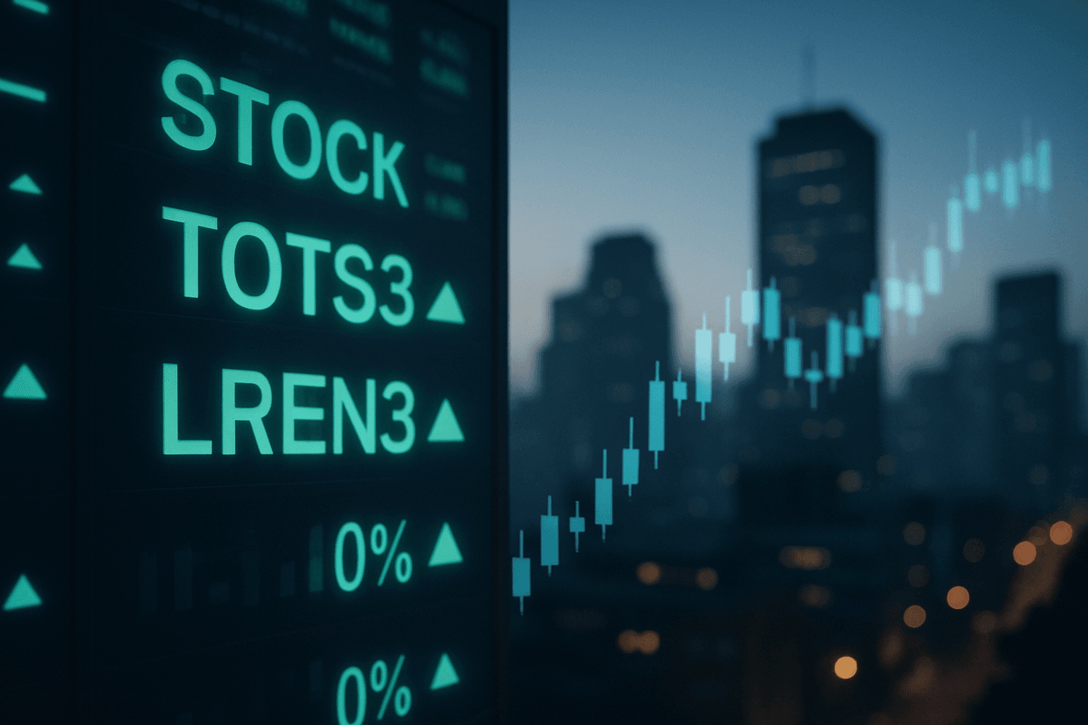 Stock market performance in Brazil highlighting TOTS3 and LREN3