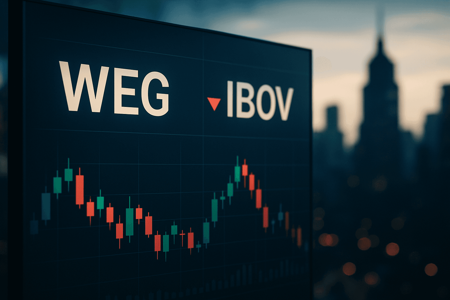 Stock market trading screen showing WEG shares and the Brazilian Ibovespa index