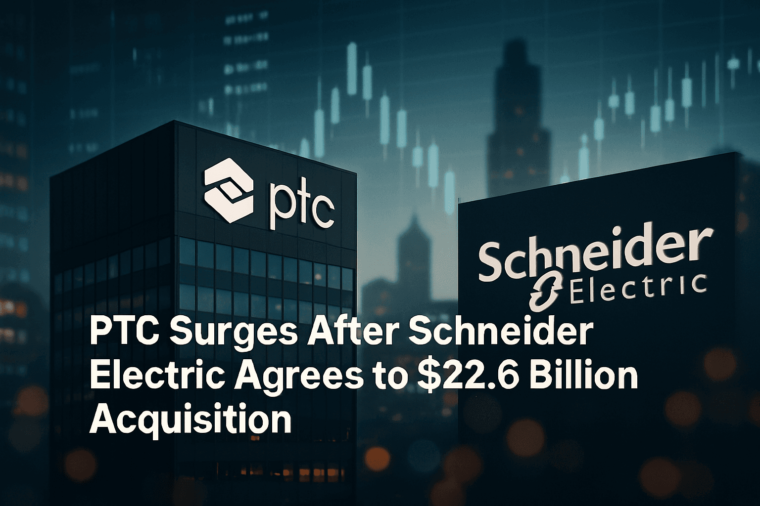 PTC headquarters and Schneider Electric branding representing a $22.6 billion acquisition